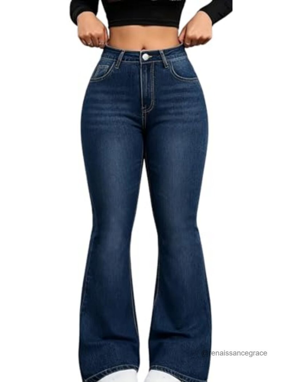 Plus Size High Waisted Flare Jeans Super Stretch Curvy Fit Butt Lifting Denim